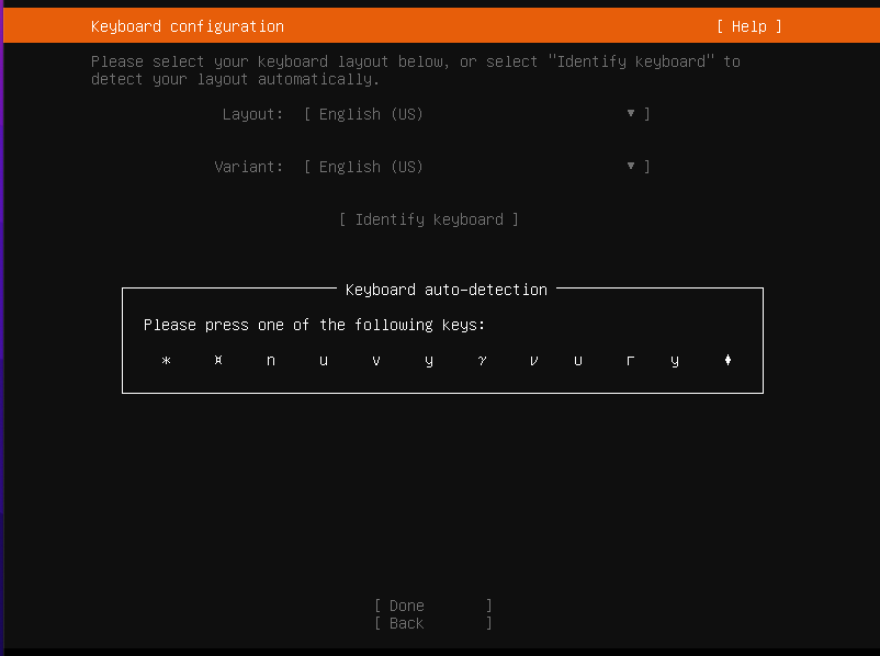 Auto detección del teclado en instalacion de ubuntu servber 22.04 presionando teclas