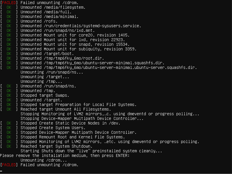 retirar memoria de instalacion de ubuntu server 22.04