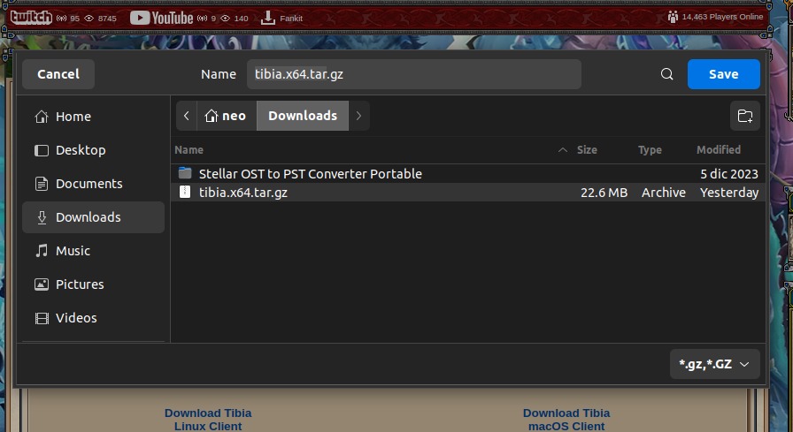 Descargar cliente de tibia para linux ubuntu 22.04